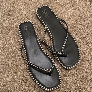 Donald J. Pliner Black Sandals with White Stitching